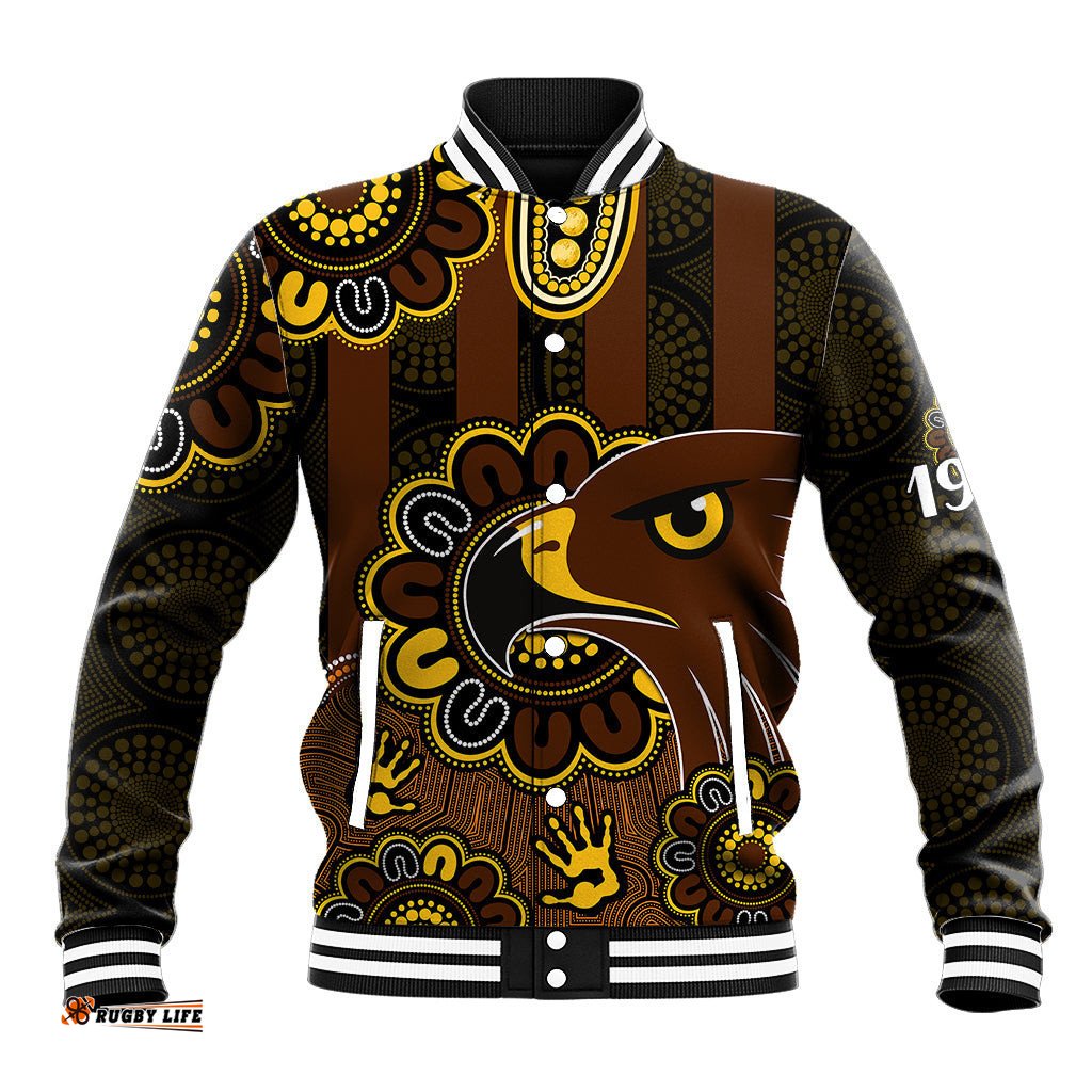 AFL Hawthorn Hawks 1902 Aboriginal Baseball Jacket