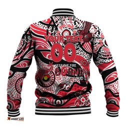 Custom NAIDOC Week 2024 Saints Baseball Jacket Aboriginal Animals Keep The Fire Burning DT02