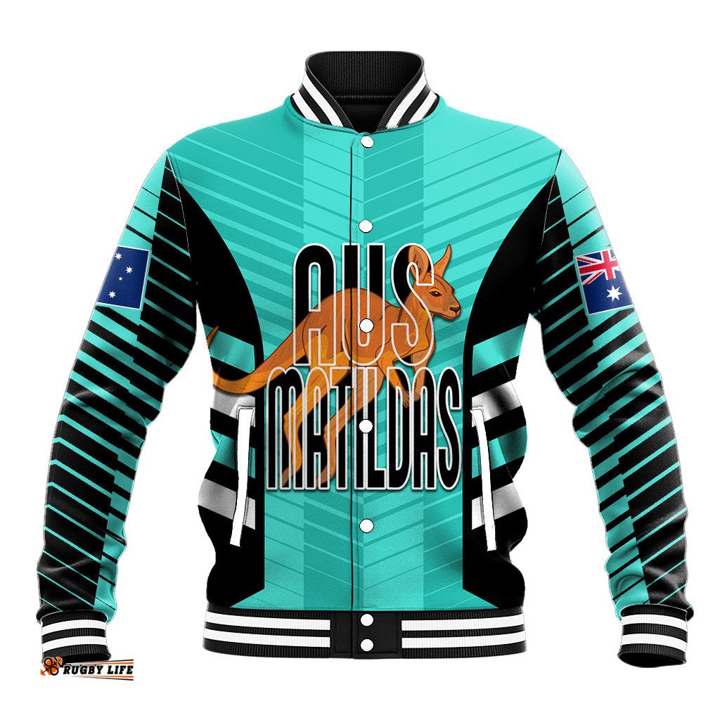 Custom Australia Soccer Baseball Jacket Go Matildas Dynamic - Turquoise