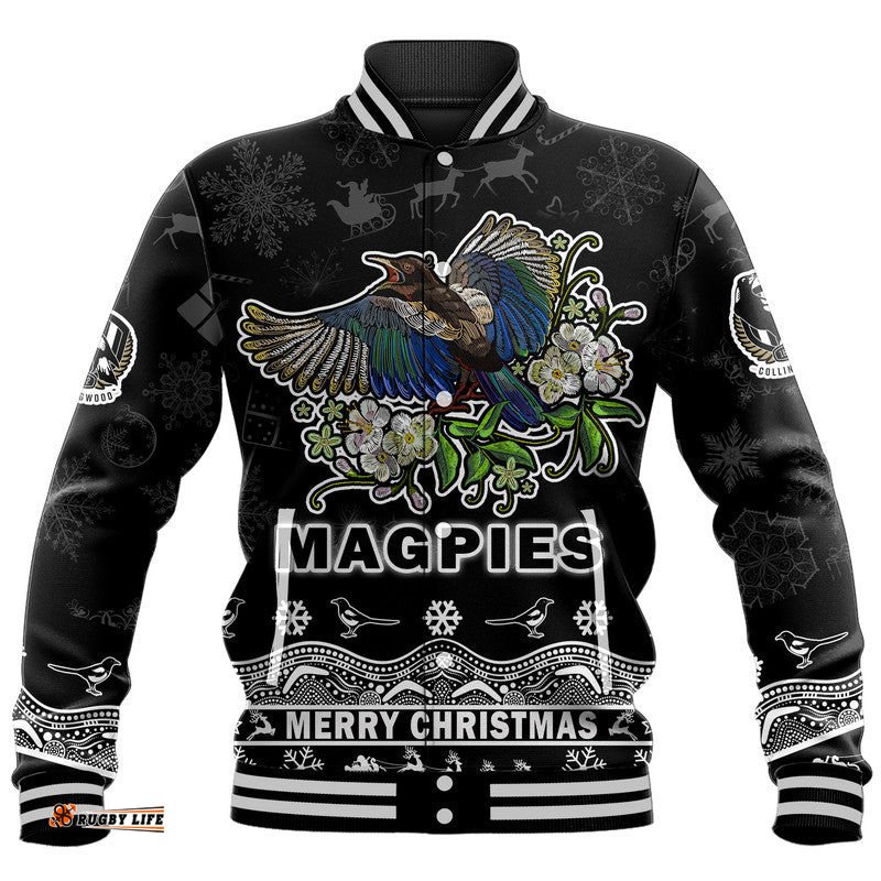 Collingwood Pies Unique Winter Season Baseball Jacket Magpies Merry Christmas