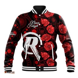 Renegades Cricket Never Forget Custom Baseball Jacket ANZAC Day with Poppy Aboriginal