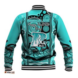 Brisbane Heat Cricket Baseball Jacket Happy Australia Day Aboriginal Art
