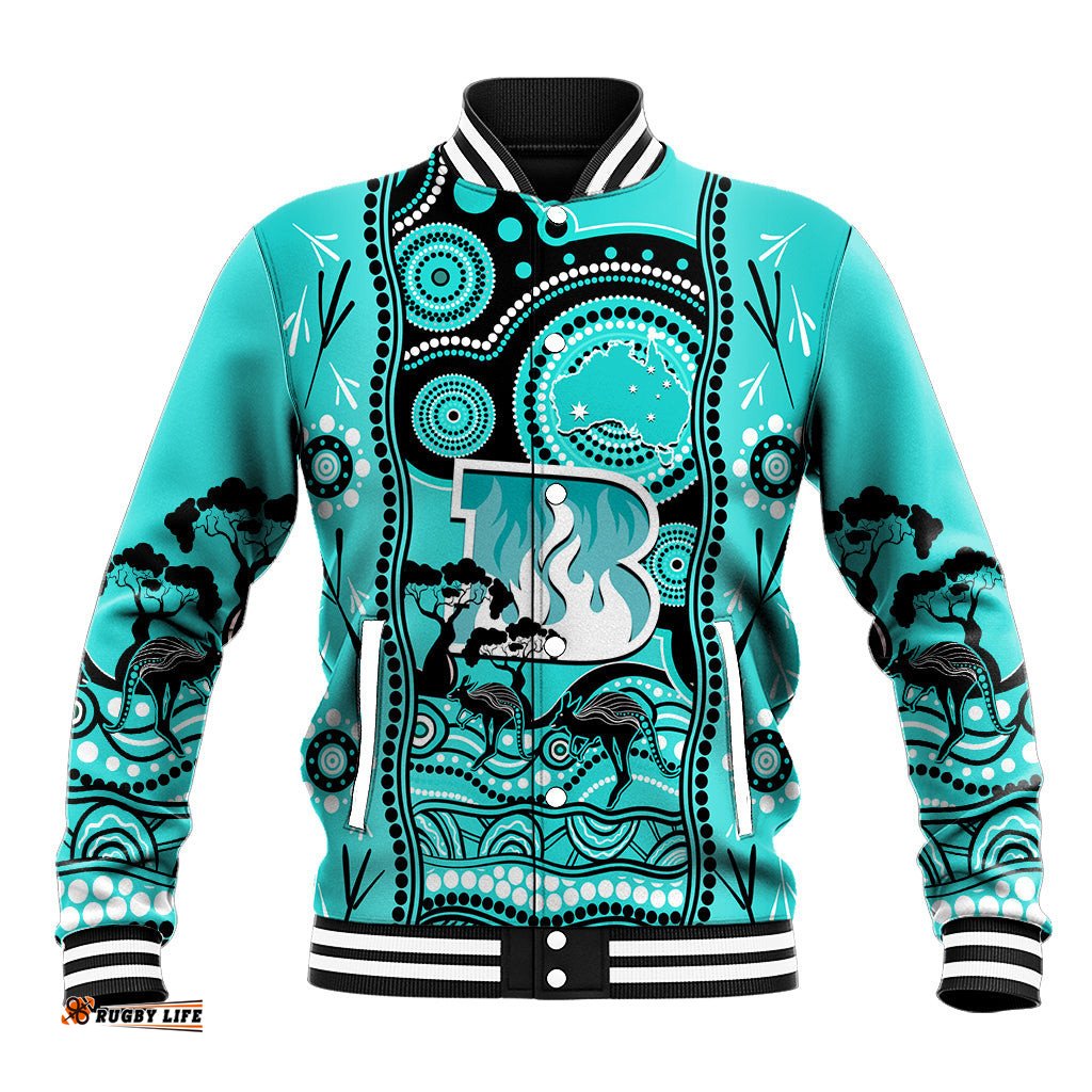 Brisbane Heat Cricket Baseball Jacket Happy Australia Day Aboriginal Art