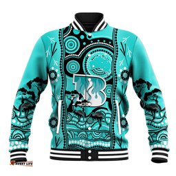 Brisbane Heat Cricket Baseball Jacket Happy Australia Day Aboriginal Art