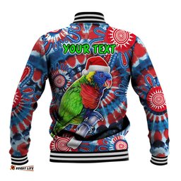 Australia Lorikeet Aboriginal Rainbow Tie Dye Merry Christmas Baseball Jacket