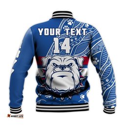 Custom Text And Number Bulldogs Football Baseball Jacket Scraggers 1877 Aboriginal Dot Painting Newest Version