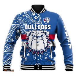 Custom Text And Number Bulldogs Football Baseball Jacket Scraggers 1877 Aboriginal Dot Painting Newest Version