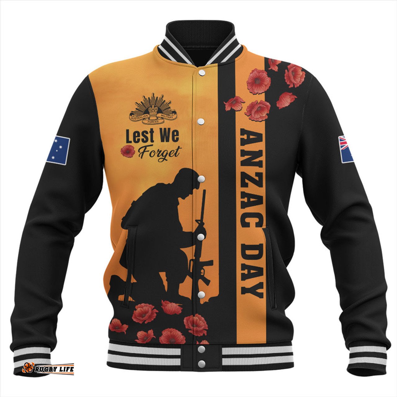 Australia Baseball Jacket Lest We Forget Sunset Simple Style