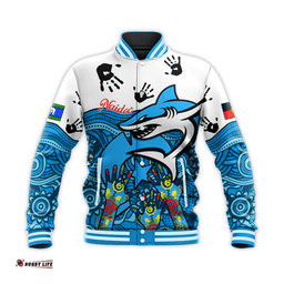 Custom Personalised Sharks Naidoc Week Baseball Jacket Cronulla