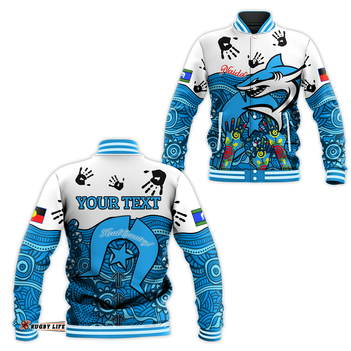 Custom Personalised Sharks Naidoc Week Baseball Jacket Cronulla