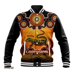 Personalised Australia Capricorn Goanna Zodiac Baseball Jacket Auz Astrology Aboriginal - Red