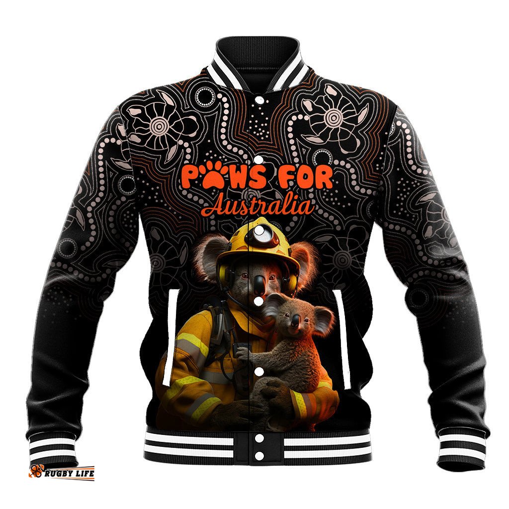 Paws For Australia Baseball Jacket Bushfire Awareness Indigenous Aboriginal
