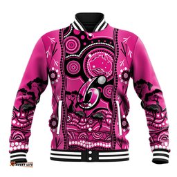 Custom Sydney Sixers Cricket Baseball Jacket Happy Australia Day Aboriginal Art