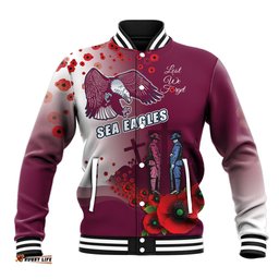 Custom Sea Eagle Rugby ANZAC Baseball Jacket The Military Soldiers with Red Poppy