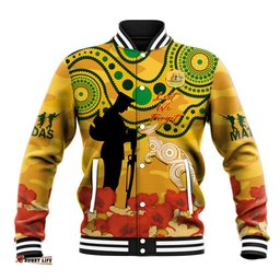 Custom Matildas ANZAC Day Baseball Jacket Lest We Forget Poppies Mix Camouflage Gold