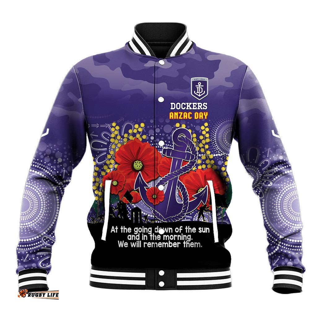 Custom Dockers Football ANZAC Baseball Jacket Gallipoli Camouflage With Poppies