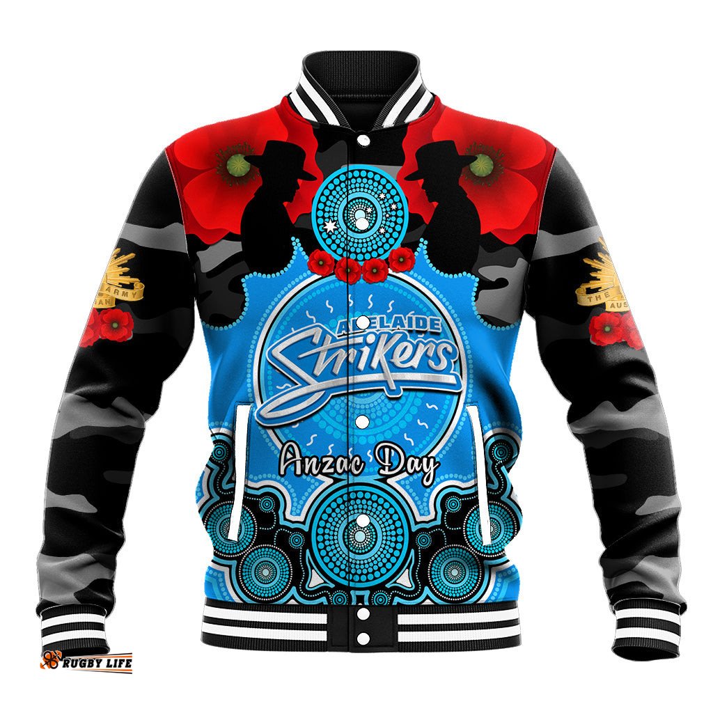 Adelaide Strikers ANZAC 2024 Baseball Jacket Lest We Forget Poppy Mix Camouflage