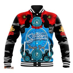 Adelaide Strikers ANZAC 2024 Baseball Jacket Lest We Forget Poppy Mix Camouflage