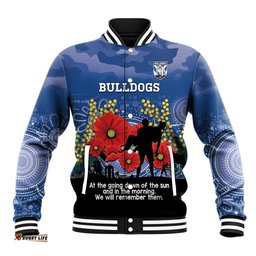Custom Bulldogs Football ANZAC Baseball Jacket Gallipoli Camouflage With Poppies