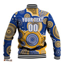 Custom Personalised And Number Eagles AFL Baseball Jacket Aboriginal Patterns