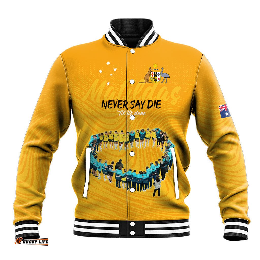 Matildas Til Its Done Custom Baseball Jacket Australia Womens Soccer Gold Style