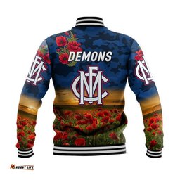 Melbourne Demons ANZAC Baseball Jacket Poppy Vibes