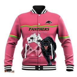 Custom Australia Day Panthers Baseball Jacket NRL 2024 Sydney Opera House With Map - Pink