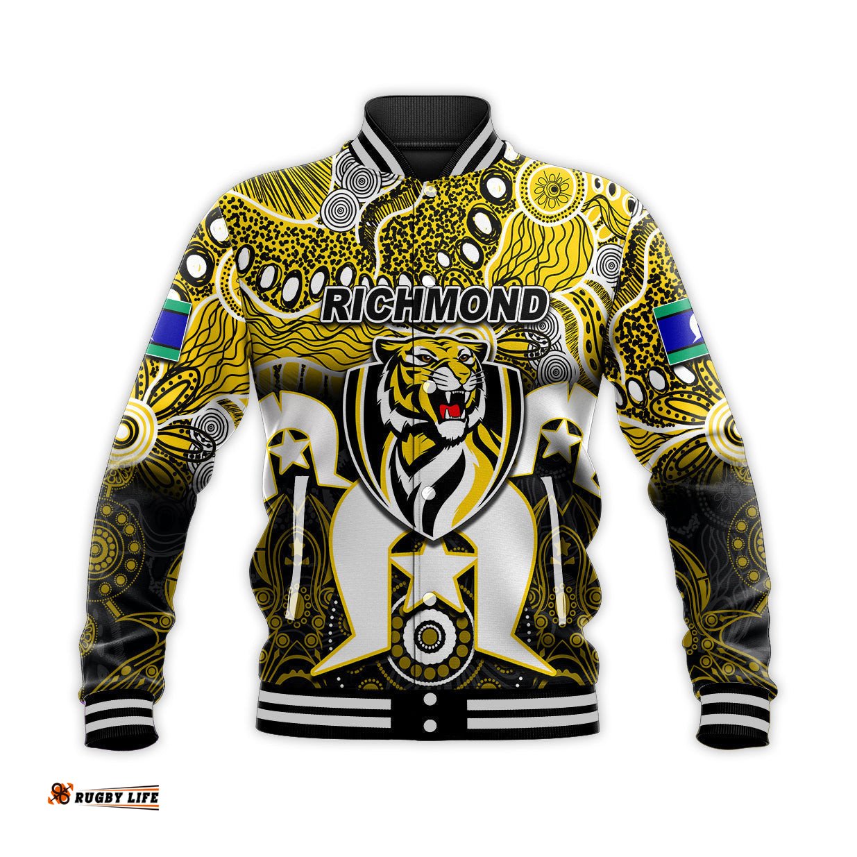 Custom Personalised Tigers Australian Football Torres Strait Islanders Mix Aboriginal Baseball Jacket