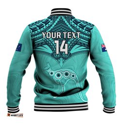 Custom Australia Matildas Baseball Jacket Polynesian Mix Turquoise Marble