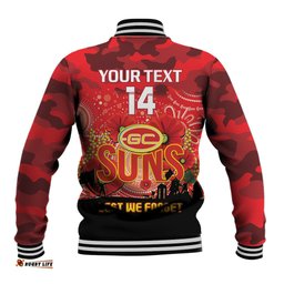 Custom Suns Football ANZAC Baseball Jacket Gallipoli Camouflage With Poppies