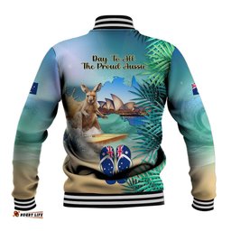 Australia Day 2024 Baseball Jacket Kangaroo Go Surfing Aussie Map Tropical Style