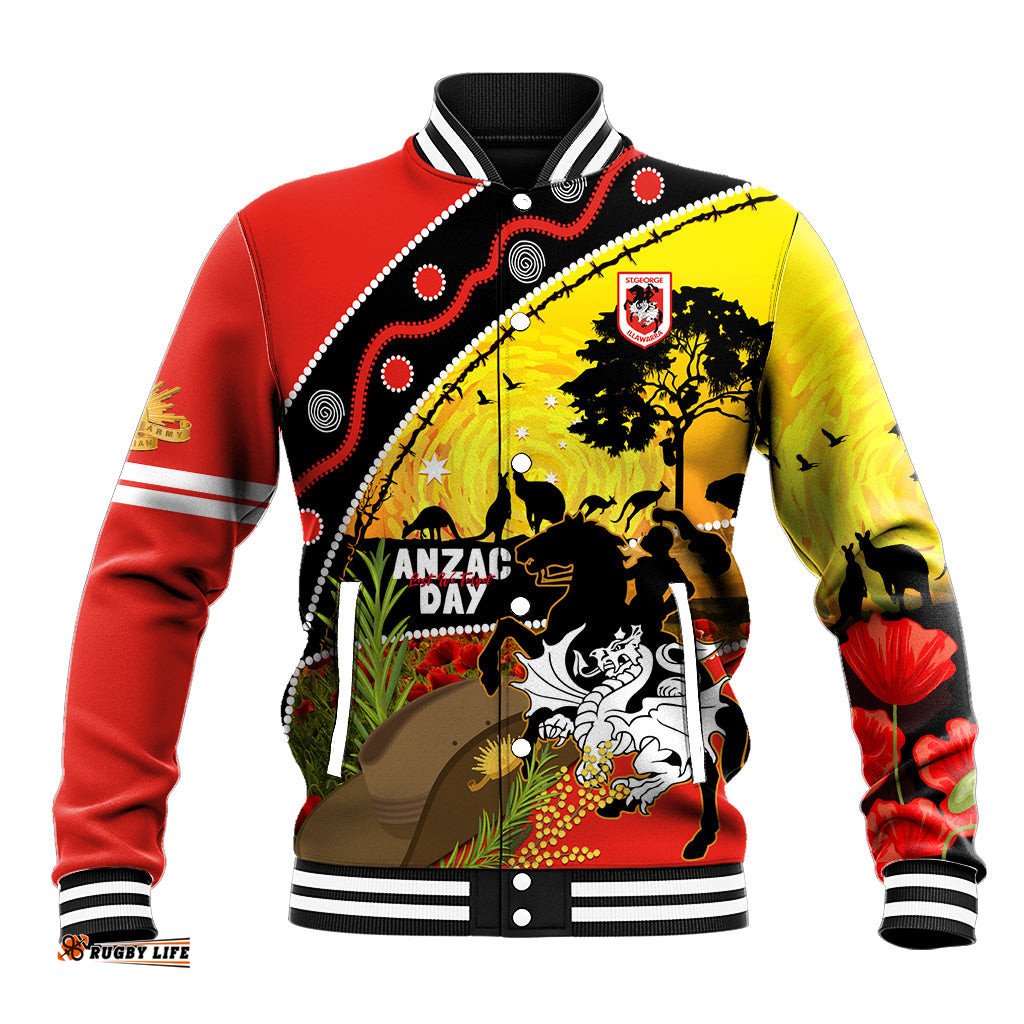 Dragons Rugby ANZAC Day Baseball Jacket Saints Rosemary Starry Night