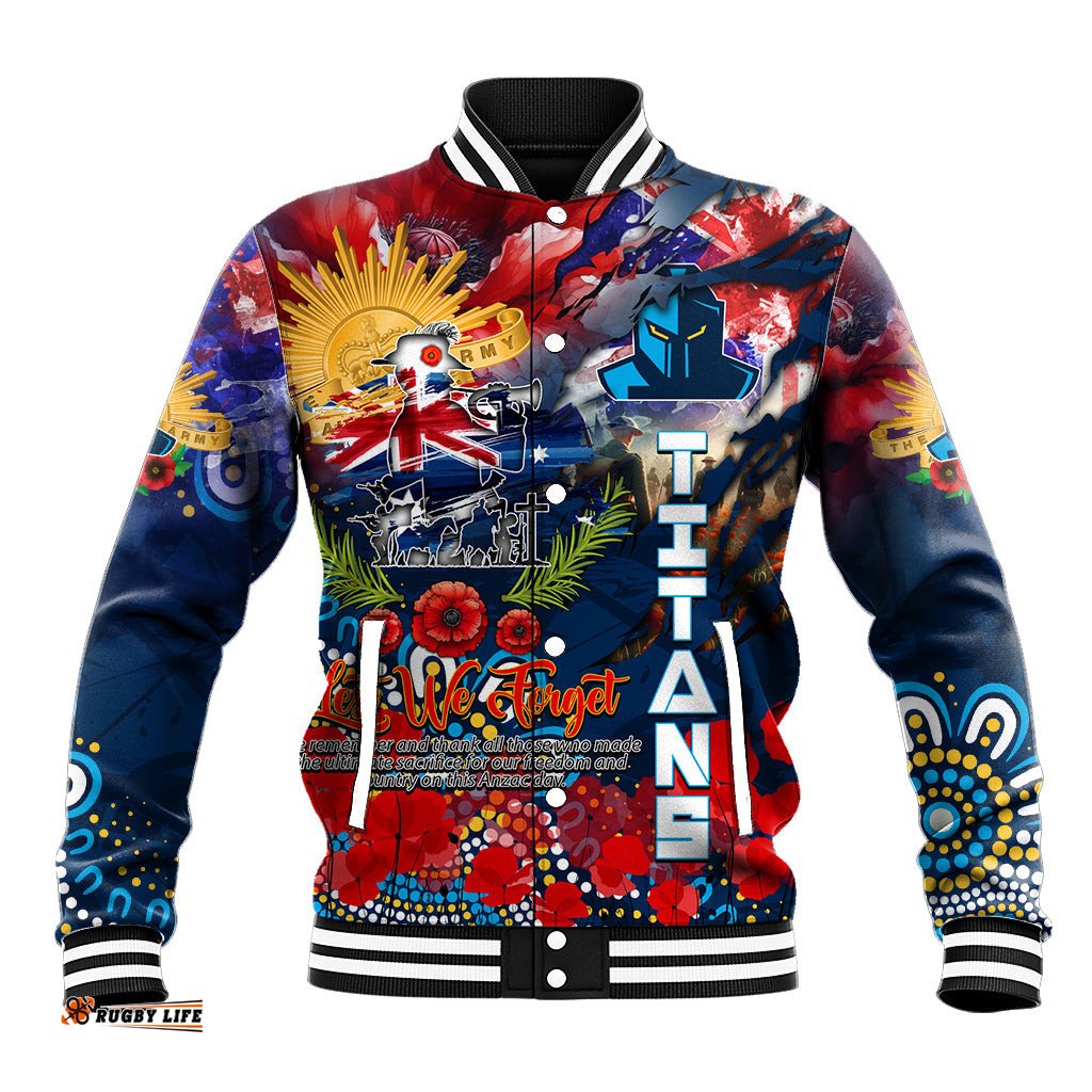 Personalised Australia Rugby Titans ANZAC Baseball Jacket Gold Coast Scratch Style DT02