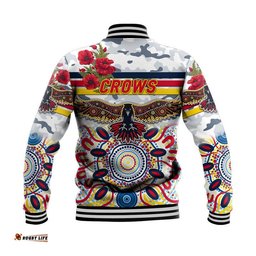 Adelaide Crows ANZAC Baseball Jacket Indigenous Vibes - White