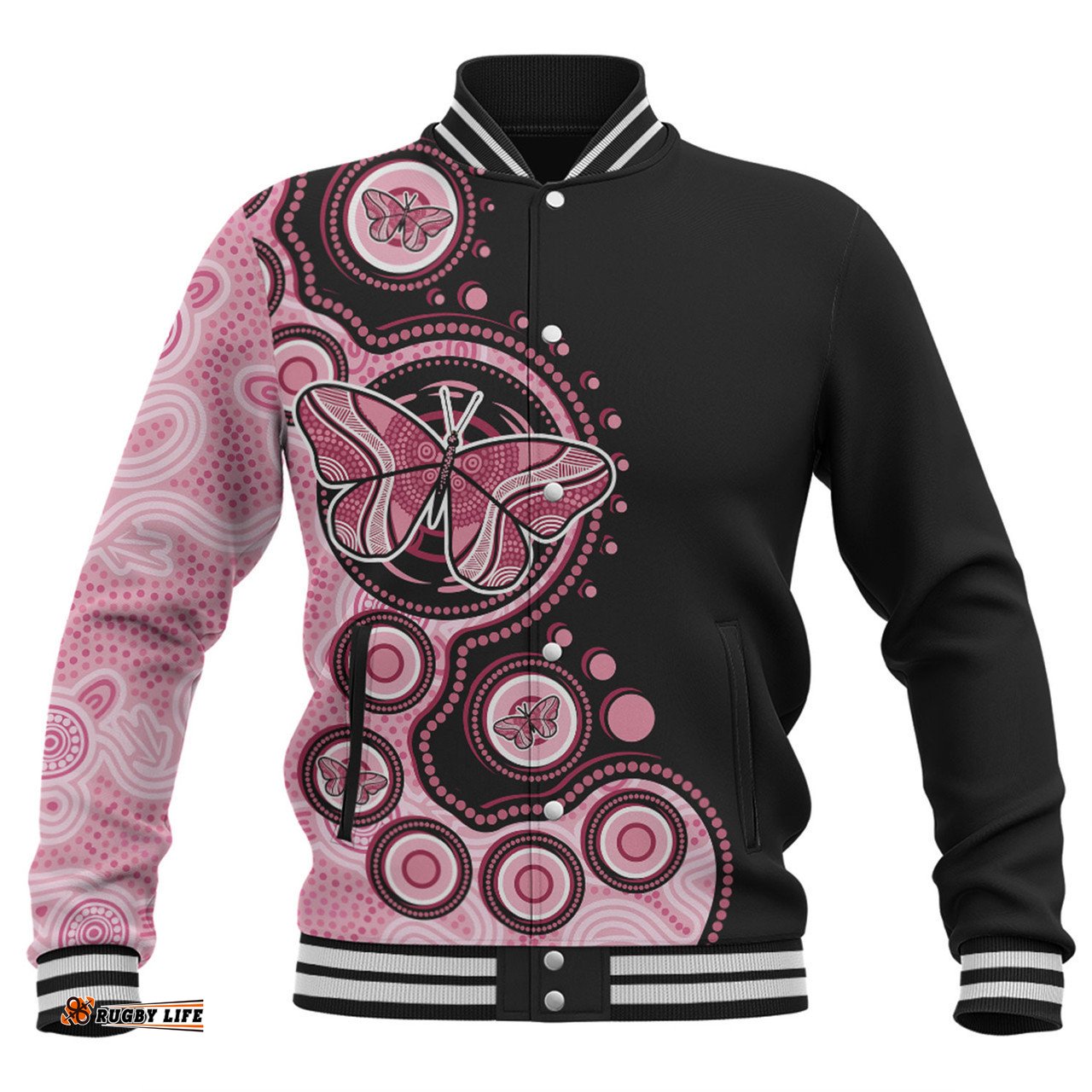 Australia Baseball Jacket Indigenous Butterfly Aboriginal Dot Arts