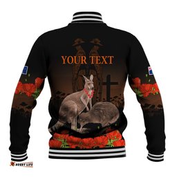 Kangaroo and Kiwi Bird ANZAC Day Custom Baseball Jacket Soldier Style