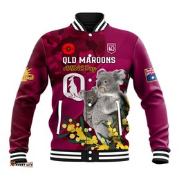 Custom QLD Maroons ANZAC Day Baseball Jacket Australian Koala Mix Camouflage