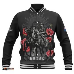 Australia Baseball Jacket - Anzac Day Lest We Forget The Light Horse