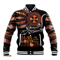 Australia NAIDOC 2024 Baseball Jacket Blak Loud and Proud Aboriginal Lizard Art