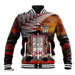 New Zealand ANZAC Day Baseball Jacket The Ode of Remembrance and Silver Fern