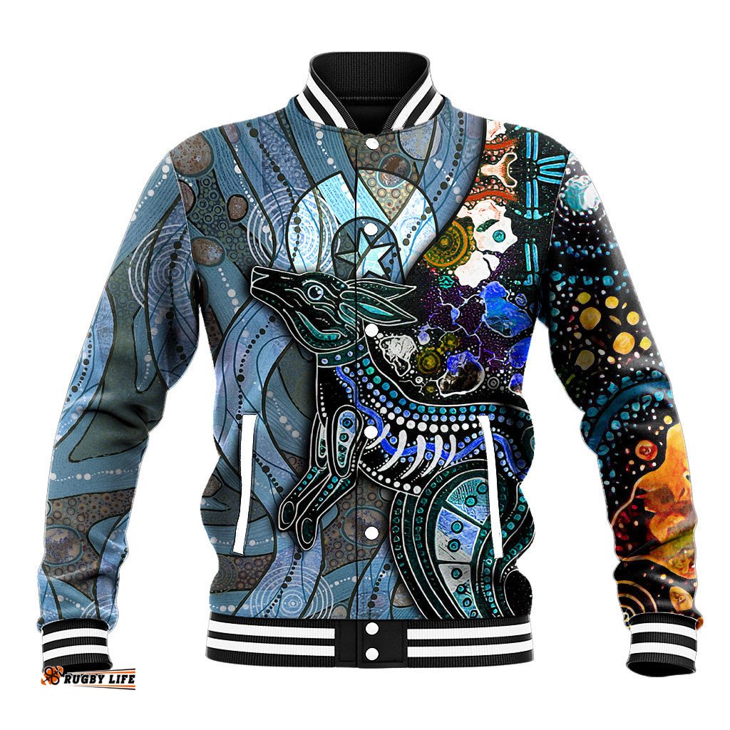 Kangaroo Aboriginal Pattern Dot Art Baseball Jacket TS04
