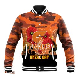 Custom Giants Football ANZAC Baseball Jacket Gallipoli Camouflage With Poppies