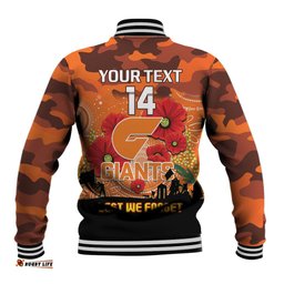 Custom Giants Football ANZAC Baseball Jacket Gallipoli Camouflage With Poppies