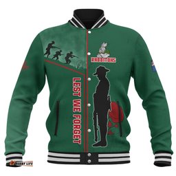 South Sydney Rabbitohs Baseball Jacket - Anzac Day Lest We Forget Poppy