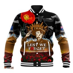 Australia ANZAC Day Baseball Jacket Lest We Forget Australian Army Corps