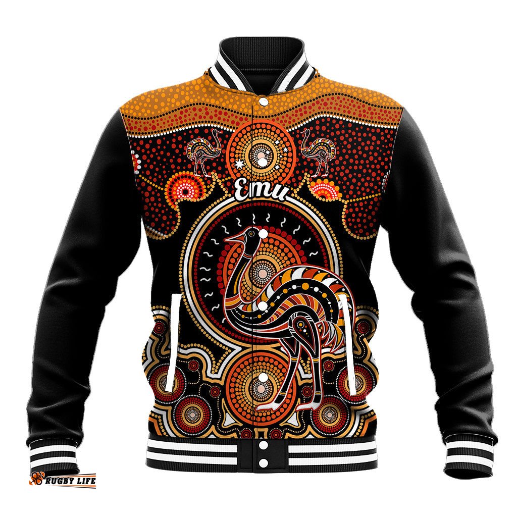 Personalised Australian Astrology Baseball Jacket Aboriginal Emu Zodiac Sign