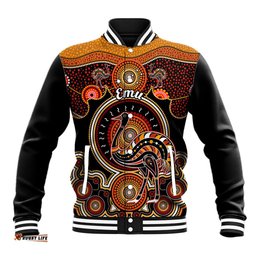 Personalised Australian Astrology Baseball Jacket Aboriginal Emu Zodiac Sign