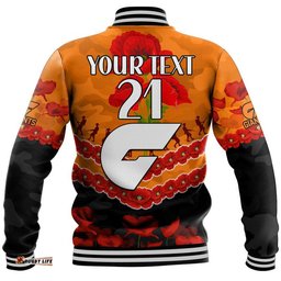 Custom Personalised GWS Giants Football ANZAC Baseball Jacket Lest We Forget