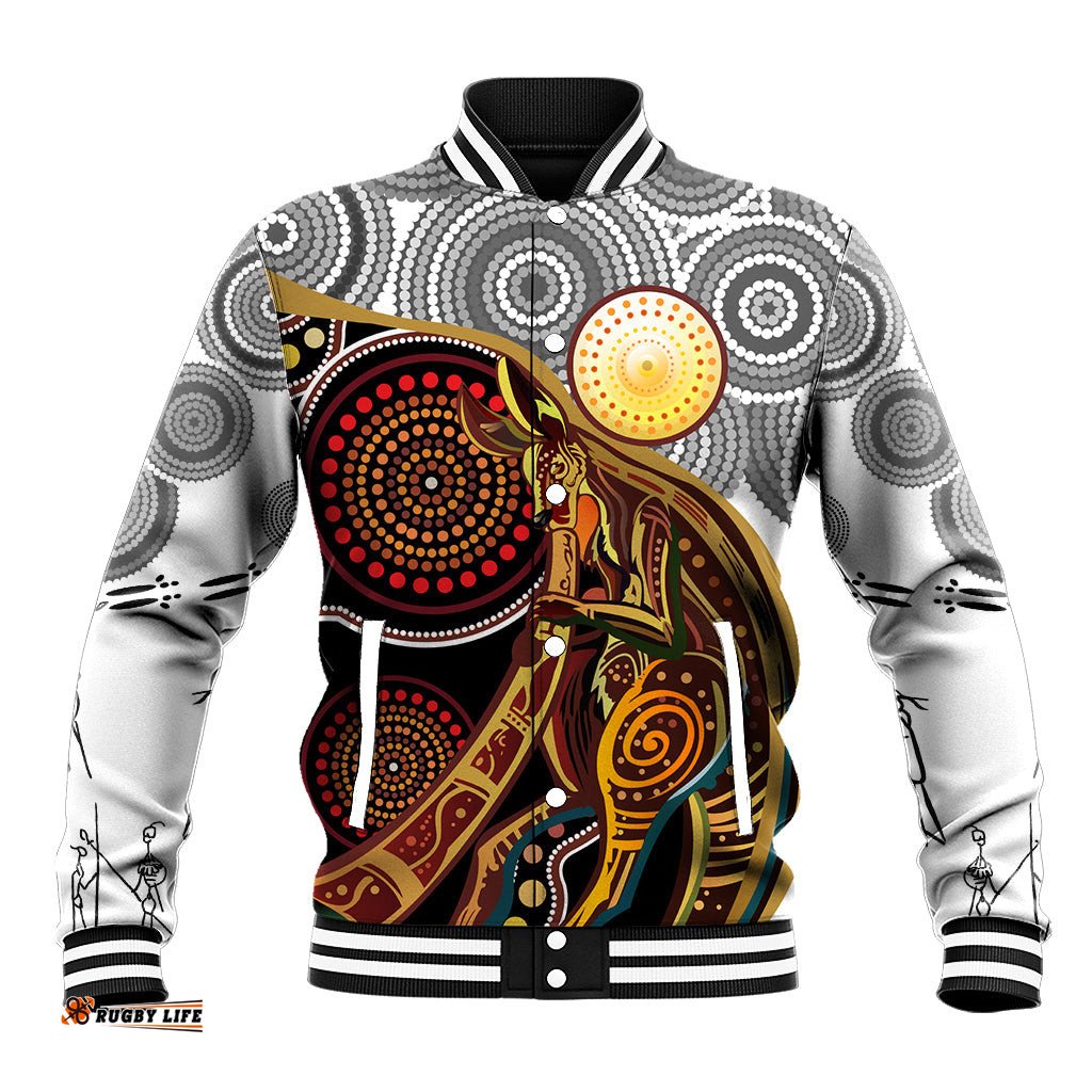 Aboriginal Kangaroo Pattern Dot Art Baseball Jacket TS04