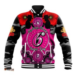 Sydney Sixers ANZAC 2024 Baseball Jacket Lest We Forget Poppy Mix Camouflage